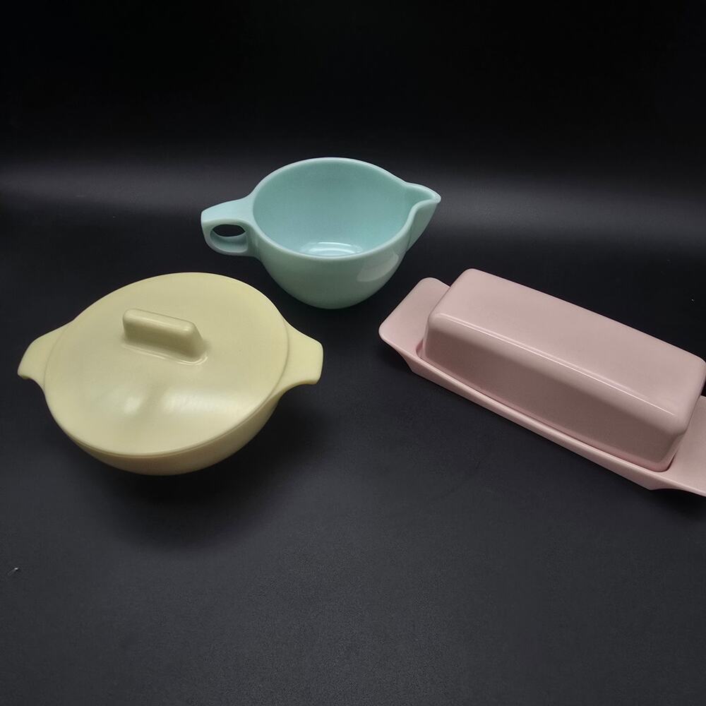 Watertown Melmac Multicolor Butter Dish Clean Sugar Set Vintage Plastic Melamine